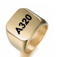 A320 Flat Text Designed Men Rings For Sale