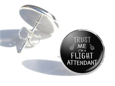 Trust Me I m a Flight Attendant Designed Stud Earrings Sale