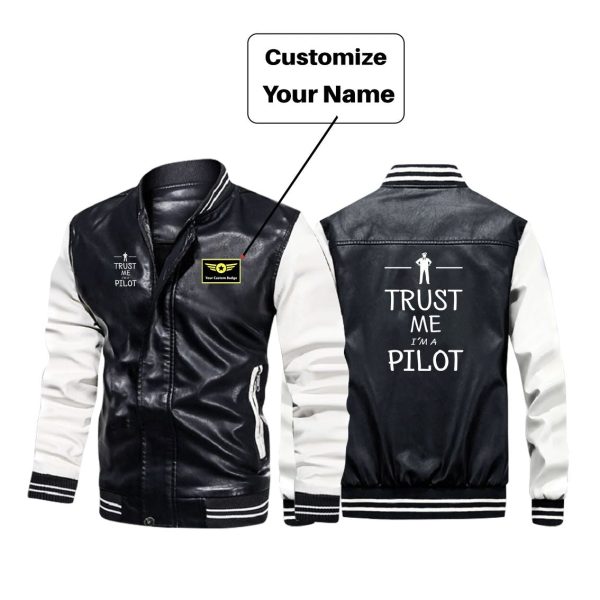 Trust Me I m a Pilot Designed Stylish Leather Bomber Jackets Cheap