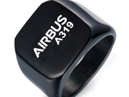 Airbus A319 & Text Designed Men Rings Discount