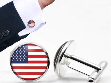 USA Flag Designed Cuff Links For Cheap