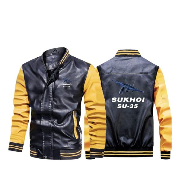 The Sukhoi SU-35 Designed Stylish Leather Bomber Jackets For Cheap