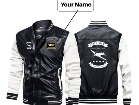 The Sky is not the limit, It s my playground Designed Stylish Leather Bomber Jackets Cheap