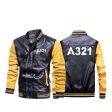 A321 Flat Text Designed Stylish Leather Bomber Jackets For Discount