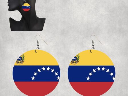 Venezuella Flag Designed Wooden Drop Earrings Online Hot Sale