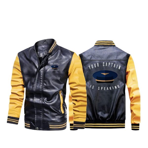 Your Captain Is Speaking Designed Stylish Leather Bomber Jackets Fashion