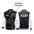 A321 Flat Text Designed Stylish Leather Bomber Jackets For Discount