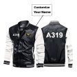 A319 Flat Text Designed Stylish Leather Bomber Jackets on Sale