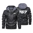 767 Flat Text Designed Hooded Leather Jackets Fashion