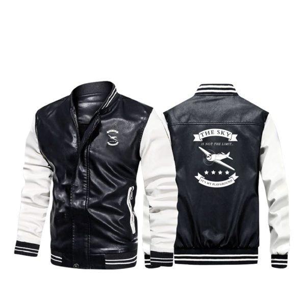 The Sky is not the limit, It s my playground Designed Stylish Leather Bomber Jackets Cheap