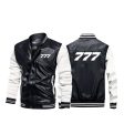 777 Flat Text Designed Stylish Leather Bomber Jackets Online Sale