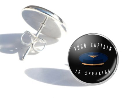 Your Captain Is Speaking Designed Stud Earrings on Sale