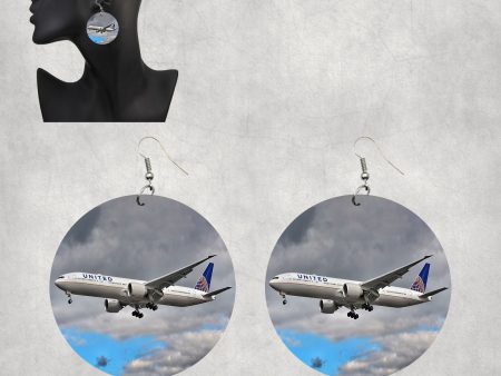 United Airways Boeing 777 Designed Wooden Drop Earrings For Cheap