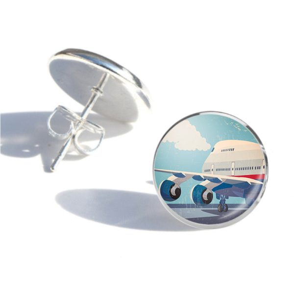 Vintage Boeing 747 Designed Stud Earrings Sale