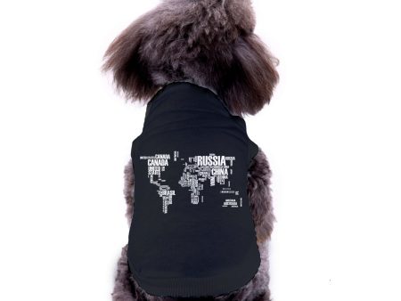 World Map (Text) Designed Dog Pet Vests For Cheap