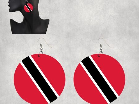 Trinidad and Tobago Flag Designed Wooden Drop Earrings For Discount