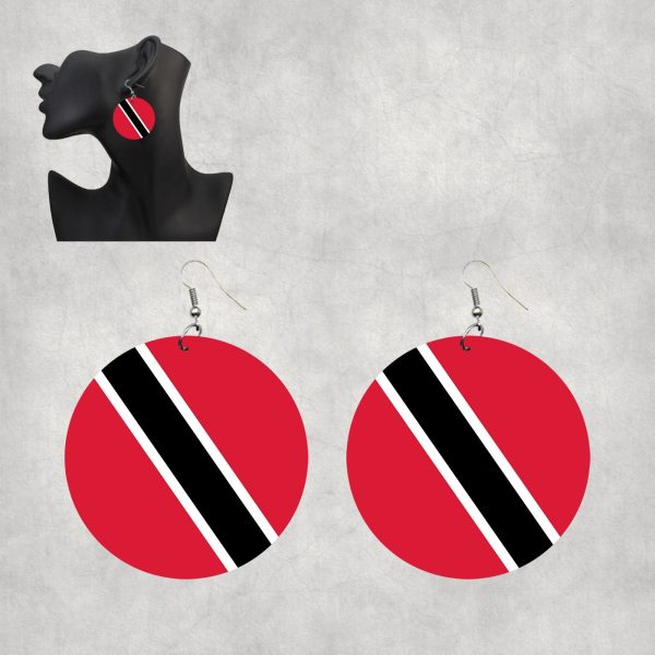 Trinidad and Tobago Flag Designed Wooden Drop Earrings For Discount