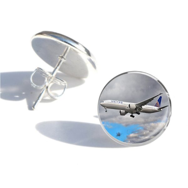 United Airways Boeing 777 Designed Stud Earrings Cheap