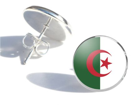 Algeria Flag Designed Stud Earrings Discount