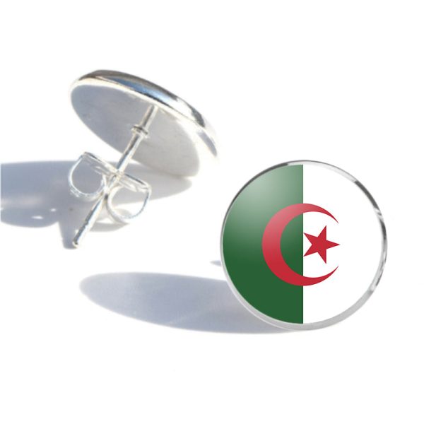 Algeria Flag Designed Stud Earrings Discount