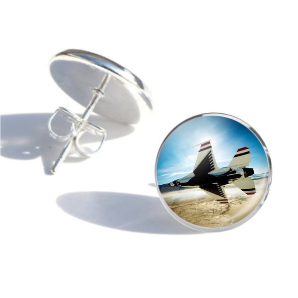 Turning Right Fighting Falcon F16 Designed Stud Earrings Online Sale