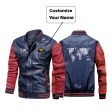 World Map (Text) Designed Stylish Leather Bomber Jackets Sale