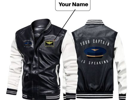 Your Captain Is Speaking Designed Stylish Leather Bomber Jackets Fashion