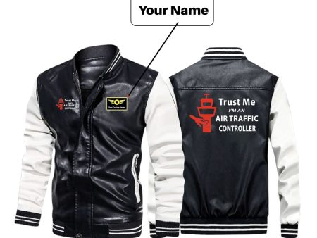 Trust Me I m an Air Traffic Controller Designed Stylish Leather Bomber Jackets Sale