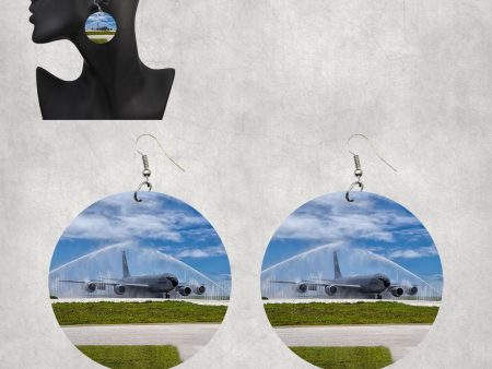 US Air Force Big Jet Designed Wooden Drop Earrings Cheap