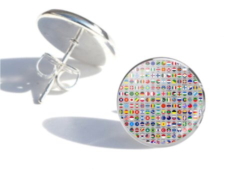 220 World s Flags Designed Stud Earrings Supply