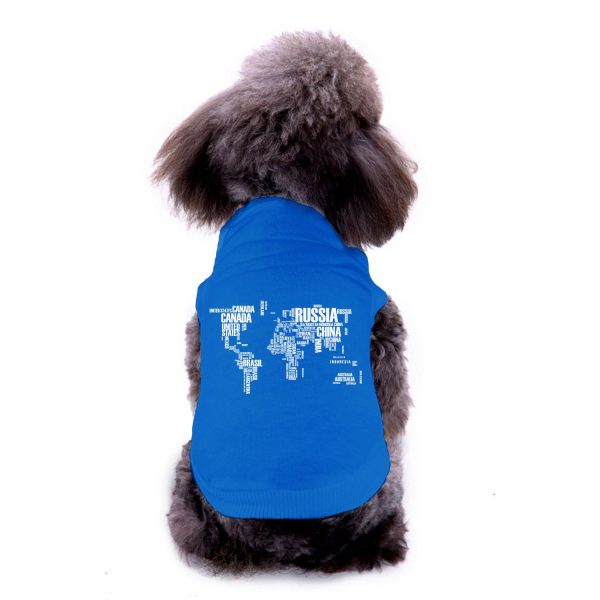 World Map (Text) Designed Dog Pet Vests For Cheap