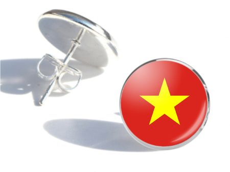 vietnam Flag Designed Stud Earrings Online Sale