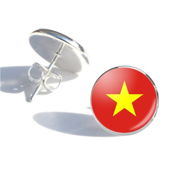 vietnam Flag Designed Stud Earrings Online Sale