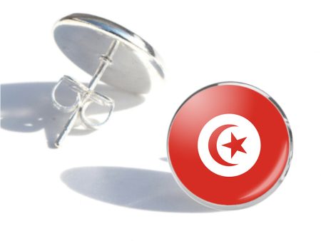 Tunisia Flag Designed Stud Earrings Online Hot Sale