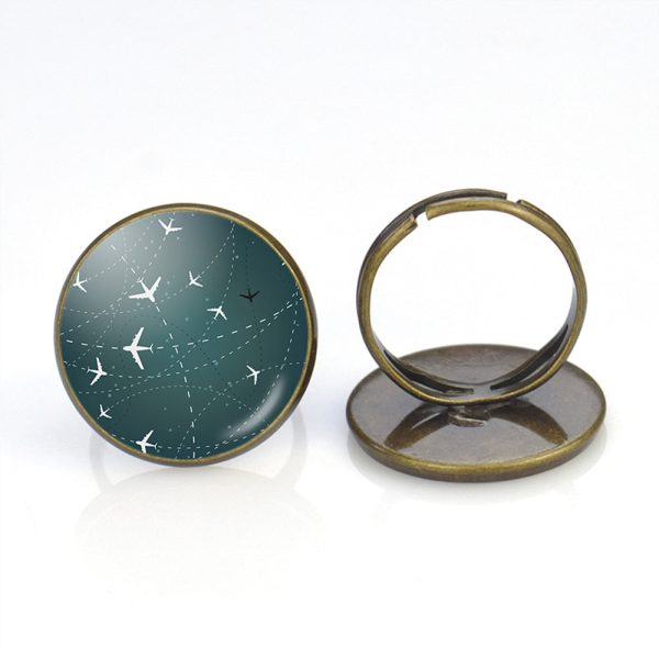 Travelling with Aircraft (Green) Designed Rings Fashion