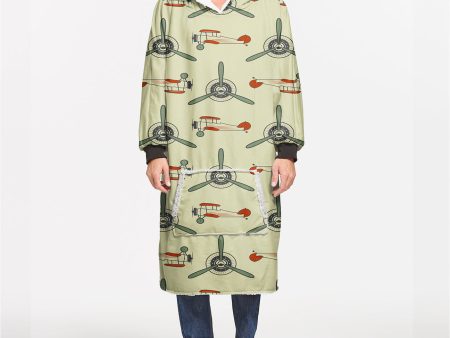 Vintage Old Airplane Designed Blanket Hoodies Sale