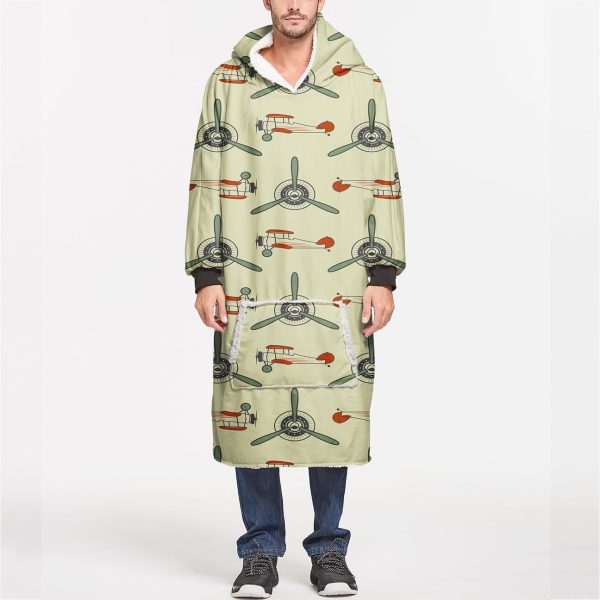 Vintage Old Airplane Designed Blanket Hoodies Sale