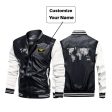 World Map (Text) Designed Stylish Leather Bomber Jackets Sale