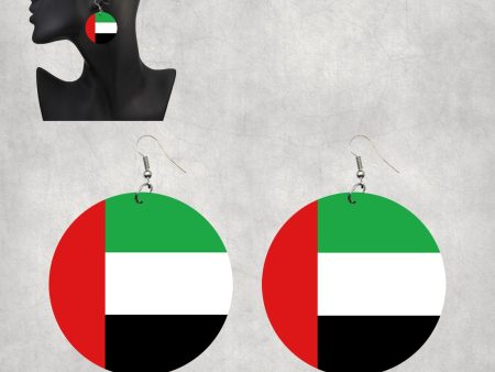 UAE Flag Designed Wooden Drop Earrings Online Sale