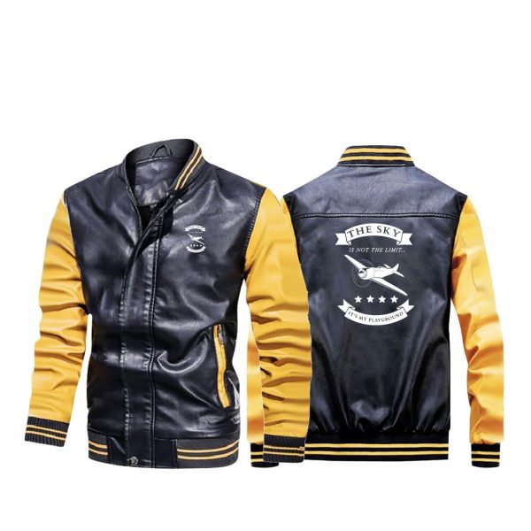 The Sky is not the limit, It s my playground Designed Stylish Leather Bomber Jackets Cheap