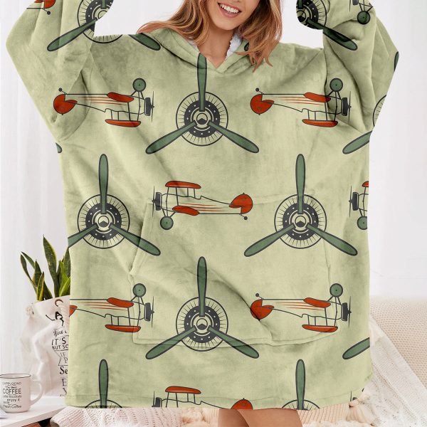 Vintage Old Airplane Designed Blanket Hoodies Sale