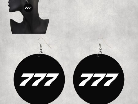 777 Flat Text Designed Wooden Drop Earrings For Discount