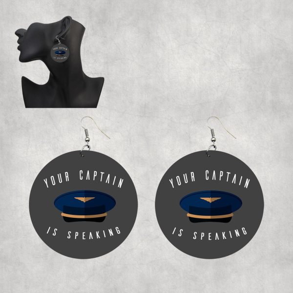 Your Captain Is Speaking Designed Wooden Drop Earrings Hot on Sale