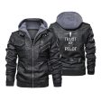 Trust Me I m a Pilot Designed Hooded Leather Jackets For Sale