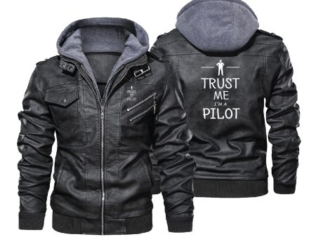 Trust Me I m a Pilot Designed Hooded Leather Jackets For Sale