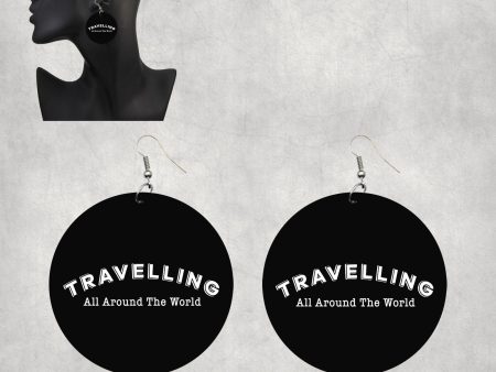 Travelling All Around The World Designed Wooden Drop Earrings Supply