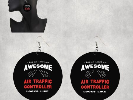 Air Traffic Controller Designed Wooden Drop Earrings on Sale