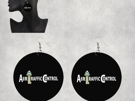 Air Traffic Control Designed Wooden Drop Earrings on Sale