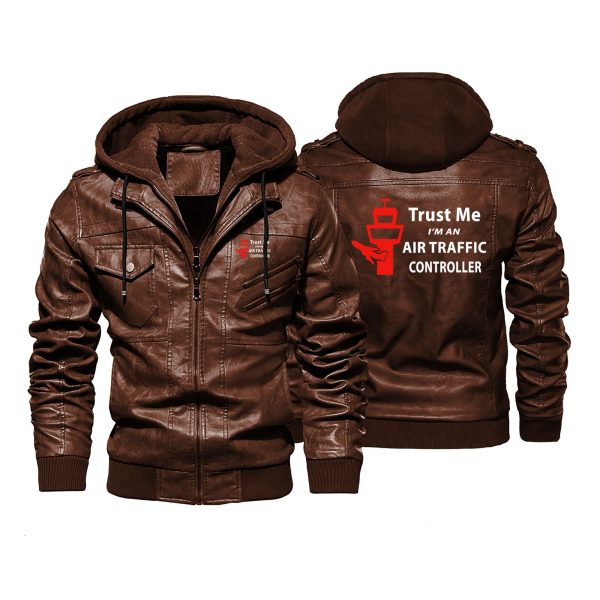 Trust Me I m an Air Traffic Controller Designed Hooded Leather Jackets For Cheap