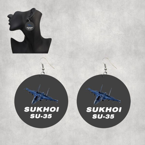 The Sukhoi SU-35 Designed Wooden Drop Earrings For Cheap